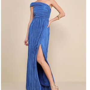 Lulus Blue One-Shoulder Maxi Dress